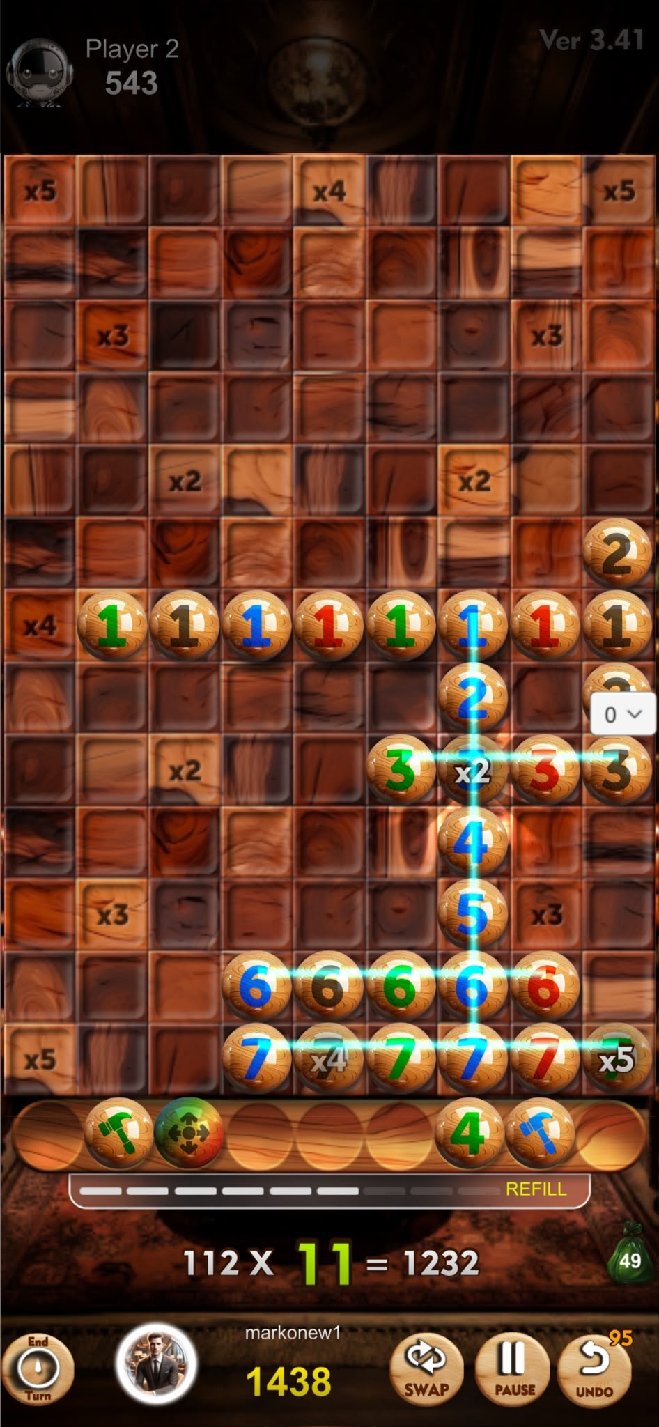 CrossRummy game board